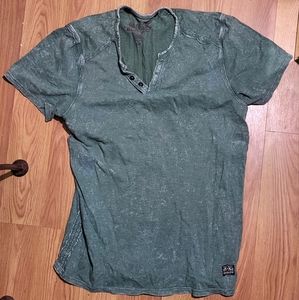 Buffalo By David Bitton Acid Wash Sea Foam Green Half Button Down S
